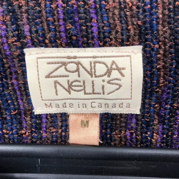Zonda Nellis Purple Multicolored thread woven eyelash zipup Sweater / jacket M - Picture 3 of 15